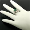 Image 3 : 14K White Gold 1.64 ctw F VS1 Prong Set Rich Green Emerald & Diamond Eye Shape C