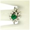 Image 4 : 14K White Gold 1.64 ctw F VS1 Prong Set Rich Green Emerald & Diamond Eye Shape C