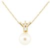 Image 2 : 0.03 ctw Diamond and Pearl Pendant with Chain - 14KT Yellow Gold