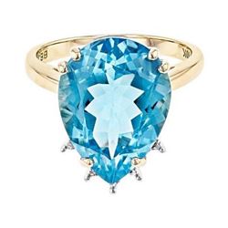 7.04 ct. Natural Blue Topaz and Diamond Ring 10k