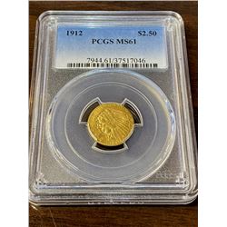 1912 MS 61 PCGS $2.5 Gold Indian