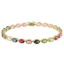9.75 tcw Natural Torumaline Tennis Bracelet 10k YG