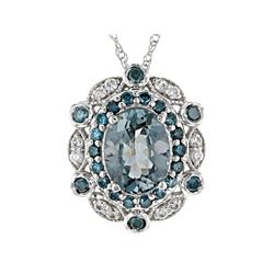 Platinum Color Spinel - Blue & White Dia. Pendant