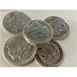 (5) Morgan Design Silver 1 oz. Rounds