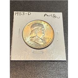 1953 D AU/BU Silver Franklin Half Dollar