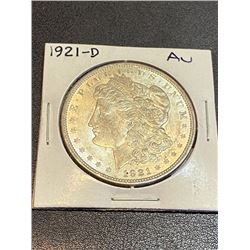 1921 D AU Morgan Silver Dollar