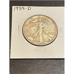 1939 D Walking Liberty Silver Dollar