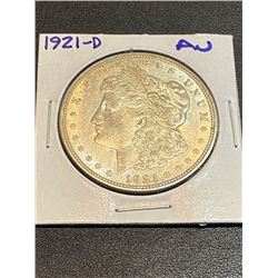 1921 D AU Morgan Silver Dollar