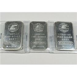 (3) Engelhard 1 oz. Silver Bars - Collectible