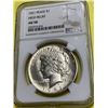 Image 1 : 1921 AU 58 NGC Peace Silver Dollar Hi Relief issue