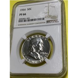 1954 PR 66 NGC Franklin Half Dollar