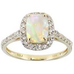 1.44 tcw Opal and Zircon Ring 10k YG