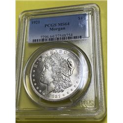 1921 MS 64 PCGS Morgan Dollar