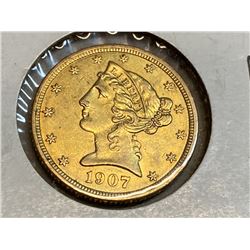 1907 $5 Gold Liberty Coin