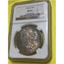 1904 o MS 63 NGC Toned Morgan Dollar
