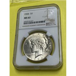 1926 MS 62 NGC Peace Silver Dollar