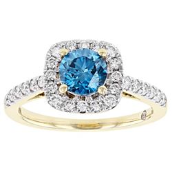 1.46 tcw Blue and White Diamond Ring 14k YG
