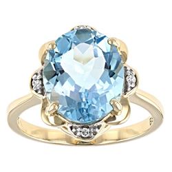 4.75 ct. Natural Blue Topaz and Diamond Ring 10kYG