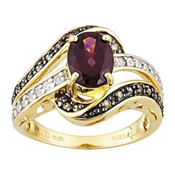 1.45 tcw. Garnet and Champagne Diamond Ring 10k