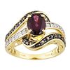 Image 1 : 1.45 tcw. Garnet and Champagne Diamond Ring 10k