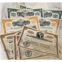 10 pcs. Railroad Stock Certificates