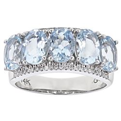 3.50 tcw Aquamarine and Diamond Ring 14k WG