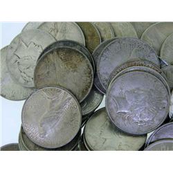Lot of (100) Peace Silver Dollars
