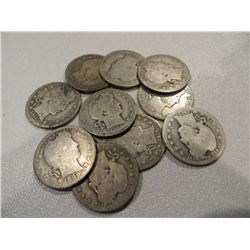 10 Barber Quarter Dollars