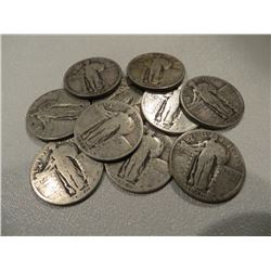 Lot of 10 Standing Liberty Quarters