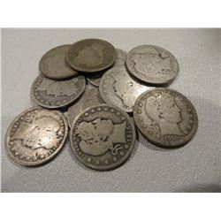 Lot of 10 Barber Quarters