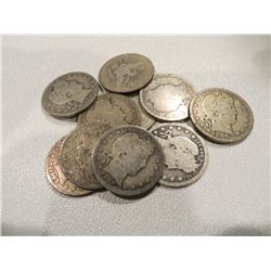 Lot of 10 Barber Quarters