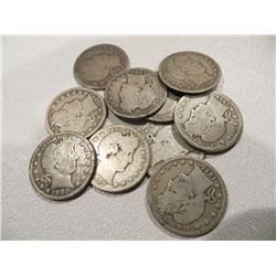 Lot of 10 Barber Quarters