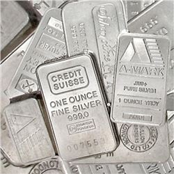 Lot of (10) Mixed maker 1 oz Silver bars