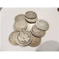 Lot of 10 Barber Quarters