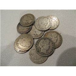 Lot of 10 Barber Quarters