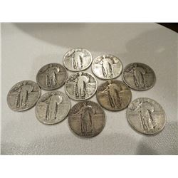 Lot of 10 Standing Liberty Quarters