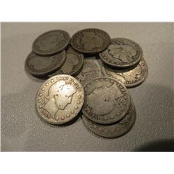 Lot of 10 Barber Quarters