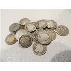 Lot of 20 Barber Dimes G-VG