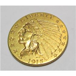 1915 $ 2.5 Gold Indian Quarter Eagle