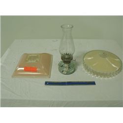 2 Light Shades and Kerosene Lamp