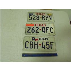 3 Texas License Plates