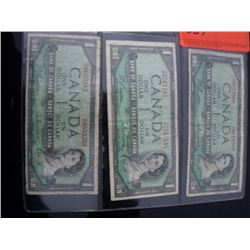 3 Canadian $1.00 Bills CHOICE of LOTS