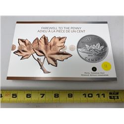 2012 $20.00 Fine Silver Commemorative Coin - Farewell to the Penny