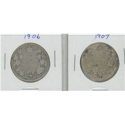 1906 and 1907 Canada Silver Fifty Cent Pieces