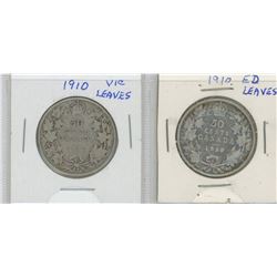 1910VL and 1910EL Canada Silver Fifty Cent Pieces