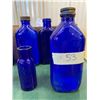 Image 2 : 7- Cobalt Blue Glass Bottles w/ Mandarin Orange Wood Crate
