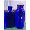 Image 4 : 7- Cobalt Blue Glass Bottles w/ Mandarin Orange Wood Crate