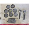 Image 1 : 2- Pewter Norway Spoons + Tray & 8- Coasters