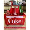 Image 1 : Coke Crate w/ 6- Assorted Vintage Bottles