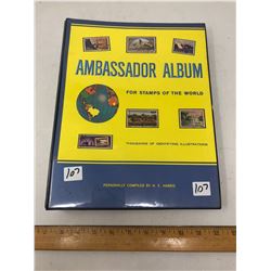 Vintage 1969 ambassador Stamp Album - 1/2 Full of Stamps